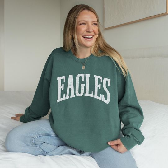 Discover Eagles Comfort Colors Sweatshirt: Green Mascot Gameday Crewneck