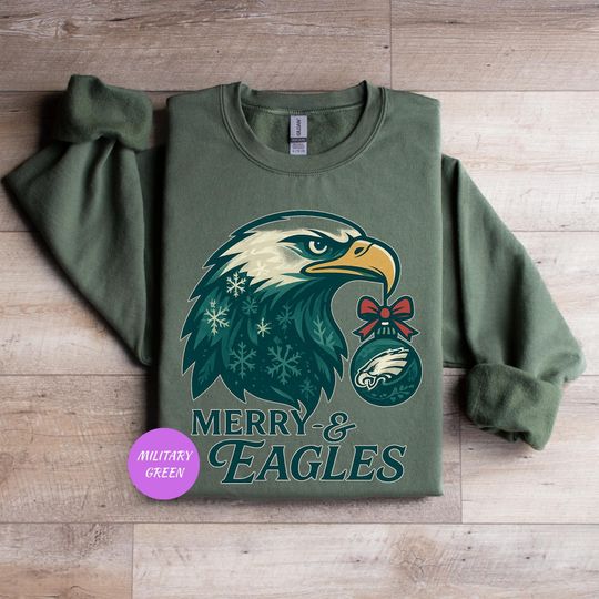 Discover Merry Eagles Christmas Sweatshirt, Football Eagle Tee, Gildan Shirt, Holiday Hoodie, Xmas Gift, Xmas Philly Gift, Eagle Christmas Mom Tee
