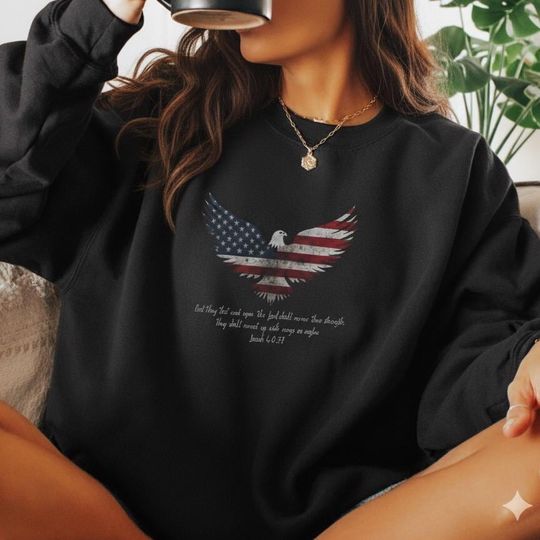American Eagle Unisex Sweatshirt | Cozy Fall Apparel | American Flag | Patriotic | Christian Apparel | Eco-Friendly Fashion