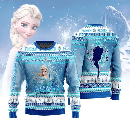 Discover Frozen Christmas Ugly Sweater, WDW Xmas Sweatshirt, Winter Holiday Crewneck, Cute Christmas Gift for Kids Adults
