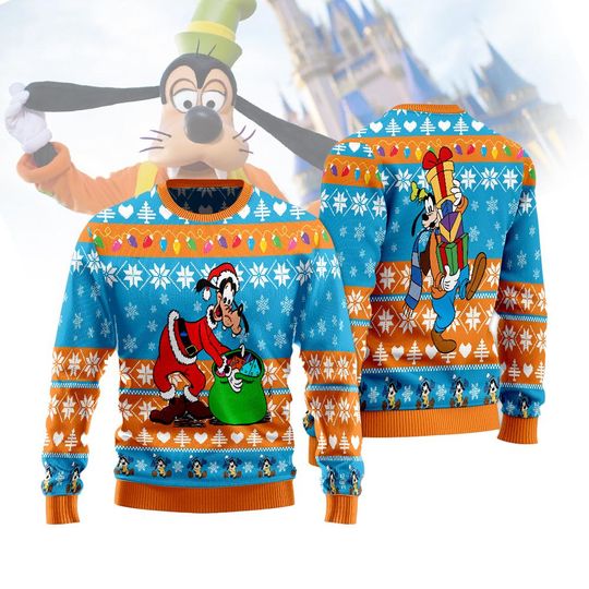 Discover Goofy Christmas Ugly Sweater, Funny Disney Holiday Jumper, Goofy Xmas Crewneck, Cute Cartoon Sweater Gift