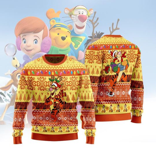 Discover Tigger Christmas Ugly Sweater Winnie Inspired Holiday Jumper Cartoon Xmas Sweatshirt Kids Adult