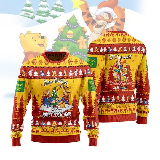 Discover Winnie The Pooh Ugly Christmas Sweater, Cute Disney Trip Shirt, Funny Cartoon Xmas Jumper for Kids and Adults