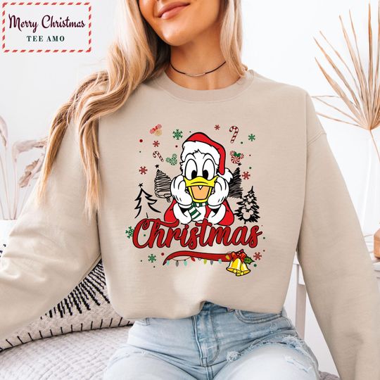 Discover Donald Duck Christmas Hoodie, Disney Holiday Sweatshirt, Cute Donald Duck Santa Hoodie, Festive Disney Christmas Hoodie for Women
