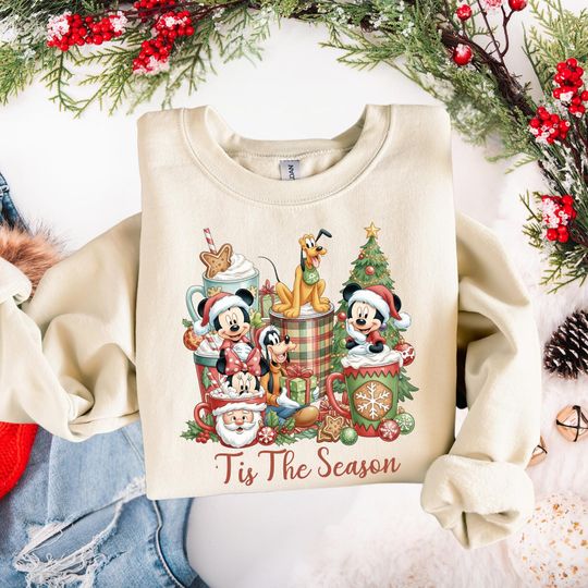 Discover Vintage Christmas Sweatshirt, Mickey and Friends Sweater, Disney Christmas Hoodie Disney Sweater,Christmas Party 2025 Sweater Vintage Mickey