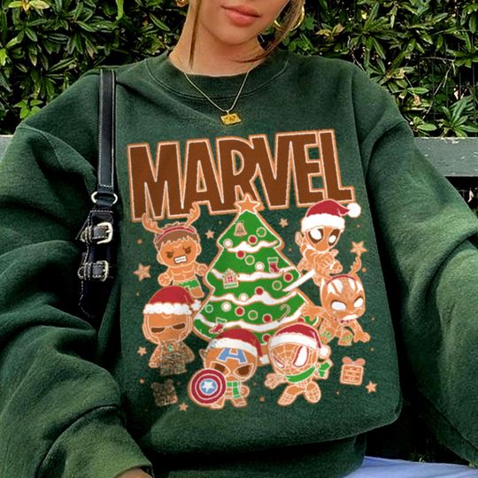 Marvel Friends Gingerbread Comfort Color Shirt, Very Merry Christmas Party, Disneyland Trip Shirt 2025