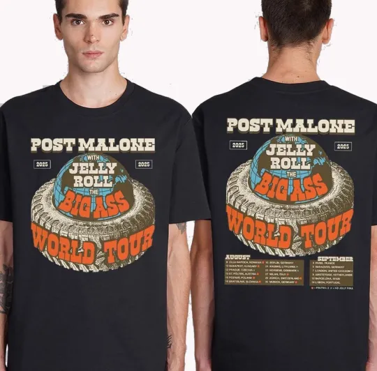 Discover The Big Ass World Tour 2025 Post Malone with Jelly Roll T-Shirt