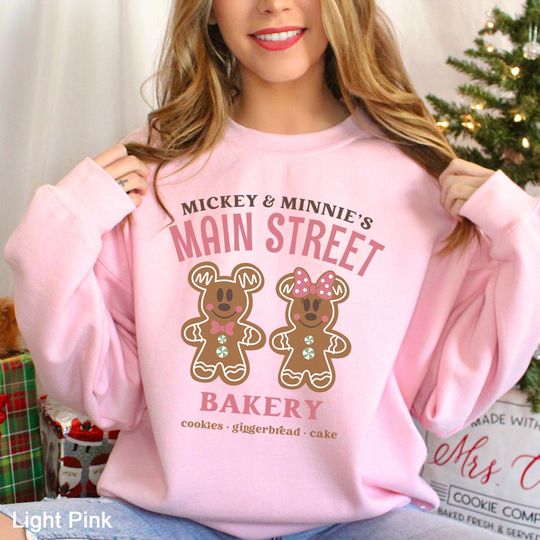Discover Mickey and Minnie Main Street Bakery Sweatshirt, Disney Christmas Gingerbread Hoodie 213726