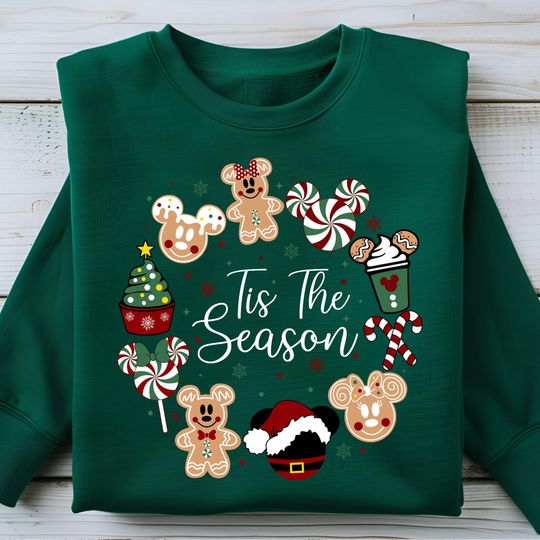 Discover Cute Disney Tis The Season Shirt, Disney Christmas Cookies Shirt, Mickey and Minnie Gingerbread Sweatshirt, Christmas Happy Holiday Shirt