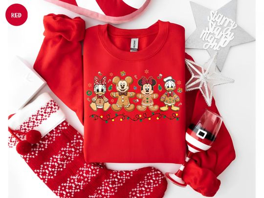 Discover Disney Mickey and Friends Gingerbread Sweatshirt, Mickey's Very Merry Christmas Party Sweater, WDW Disneyland Holiday Gift, Xmas Hoodie