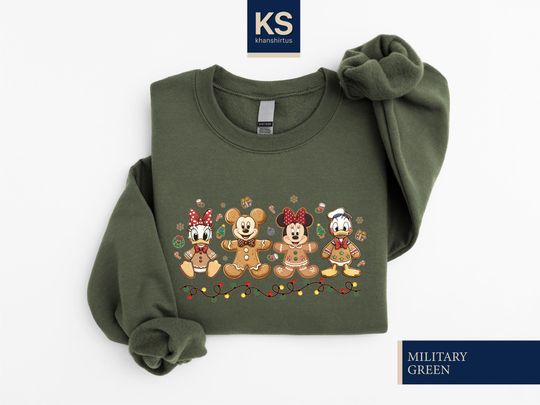 Discover Mickey and Friends Gingerbread Christmas Sweatshirt, Disney Christmas Shirt, Christmas Cookie Sweater, Disney Trip Tee