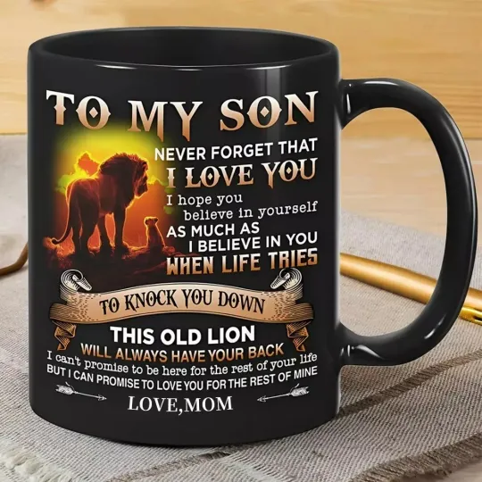 Discover To My Son Love Mug Lion Mom Dad Birthday Gift