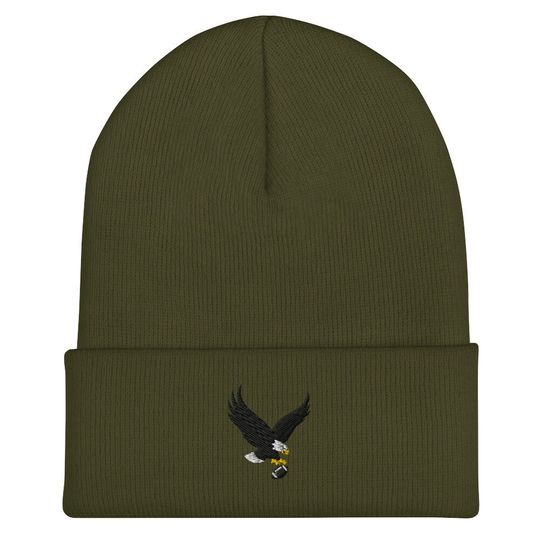Discover Embroidered Eagles Football Cuffed Beanie