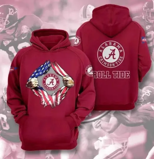 Discover Sports American Football NCAAF Ala.bama Crim@son Ti!de USA 02 Hoodie 3D