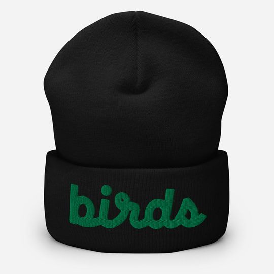 Philadelphia Football Birds Cursive 3D Puff Embroidered Cuffed Beanie Winter Hat Black and Green