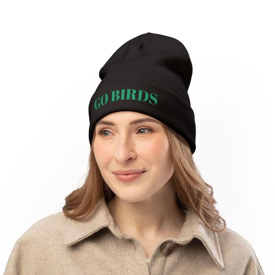 Philadelphia Eagles Inspired 'Go Birds' Embroidered Beanie Hat Unisex