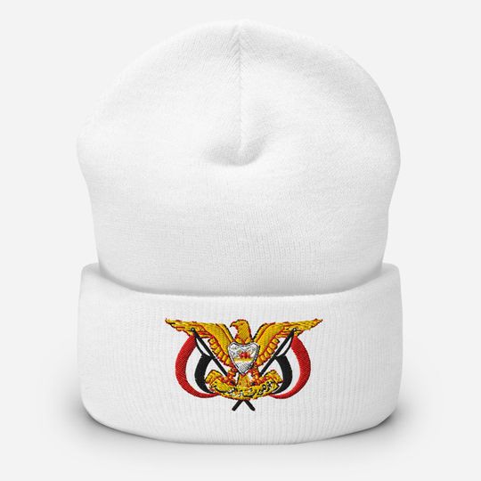 Discover Yemeni Eagle Winter Hat | Warm Knit Beanie with Yemen Emblem | Cozy Unisex Hat