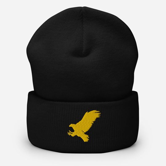 Discover Golden Eagle Embroidered Beanie: Minimalist Cuffed Winter Hat