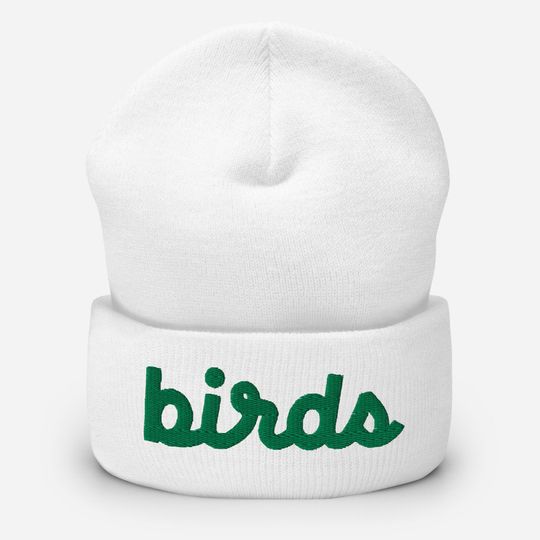 Philadelphia Football Birds Cursive 3D Puff Embroidered Cuffed Beanie Winter Hat White Pink Gray Green