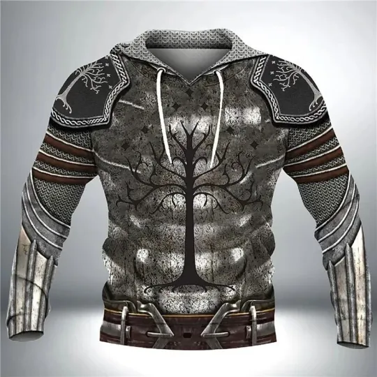 Discover 3D Printed Armor Hoodie Viking Warrior Design Casual Pullover Sweatshirt Cool