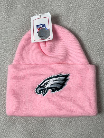 Vintage New With Tags Philadelphia Eagles football Football Pink Youth Beanie Hat (youth size)