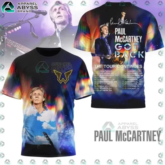 P mccartney The Tour Continues 2025 AOP 3D T-Shirt