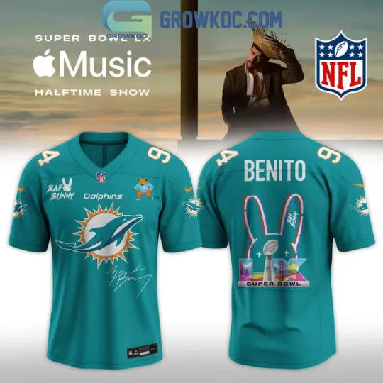 Discover Mi@mi Dolph!ns B@d Bunny 2026 Supeer.Boowl LX Jersey, Gift For Fans, Christmas Gift