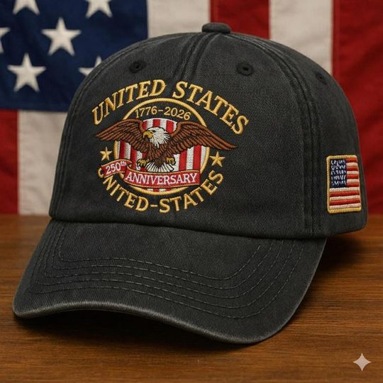 Vintage Eagle Embroidered Hat, 250th Anniversary Baseball Cap, Classic USA Style Dad Hat, Patriotic Gift for Him