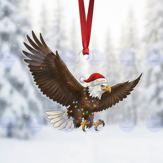 Discover Personalized Bald Eagle Christmas Ornament, 2D Flat Wildlife Bird Tree Ornament, Nature Lover Gift, Eagle Lover Gift, Christmas Gift