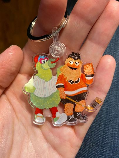 Discover 2" Keychain Gritty and Phanatic BFF Philadelphia Mascots - Acrylic One-sided