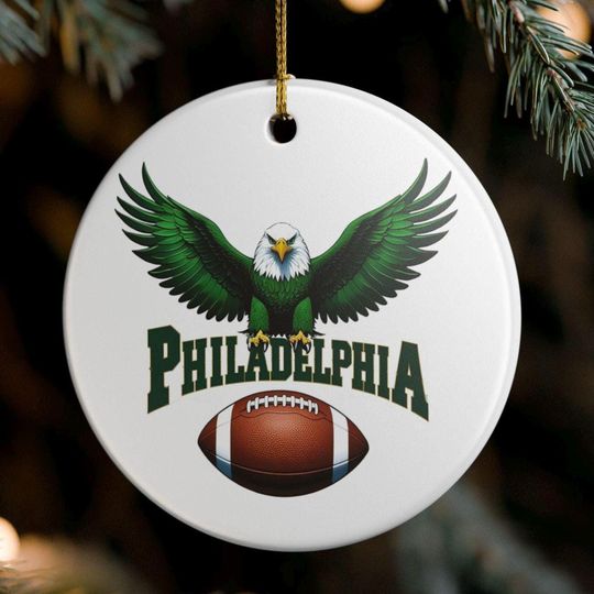Discover Philadelphia Football Ceramic Ornament, Sports Fan Decoration, Holiday Tree Ornament, Gift for Eagles Fans, football Decor