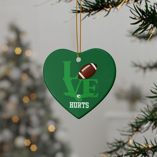 Eagles Football Ceramic Christmas Ornament: Love Hurts Tree Decor