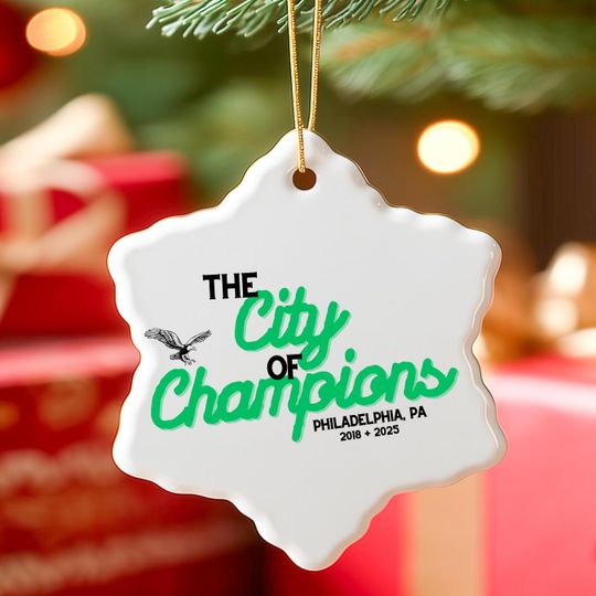 Philadelphia Eagles City of Champions Christmas Ornament, Superbowl Ornament, Eagles Football Gift, Eagles gift for Guys, Bird Gang Ornament