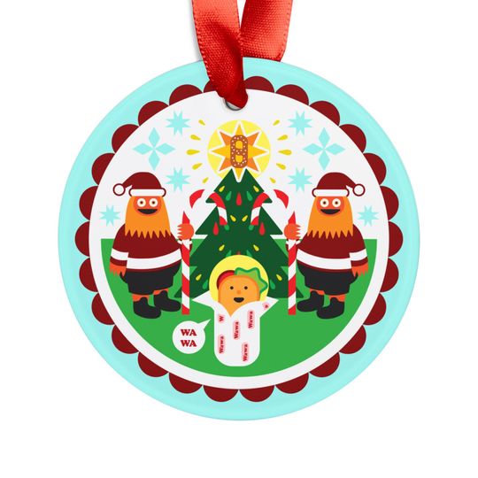 Discover Gritty & Hoagie Jesus Christmas Ornament: Philadelphia Flyers Mascot Gift