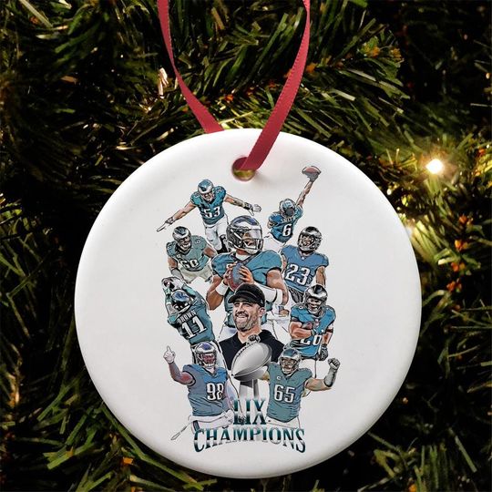 Eagles Champions LIX 2025 Christmas Tree Decoration Flat Ceramic Bauble Choice Of Design American Football Philadelphia Fans Philly