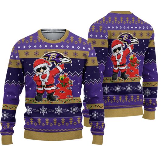 Baltimore Ravens football Santa Claus Christmas Ugly Sweater Gift For Fan