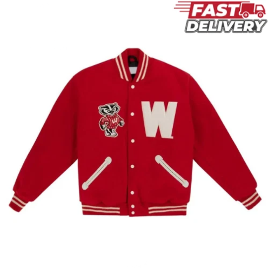 University of Wisconsin 1952 Red Full-Snap Wool Varsity Letterman Men's Jacket