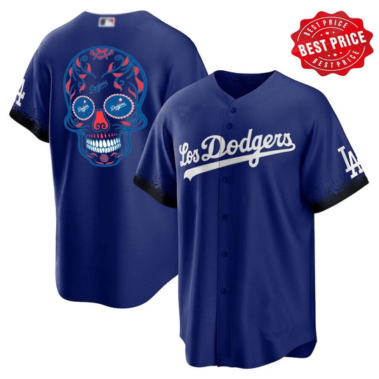 Skull Dodgers Baseball Jersey Custom Name Baseball Jersey Full Print 3D