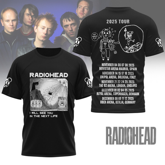 Radiohead 2025 Tour Shirt Graphic Band Tee For Fans