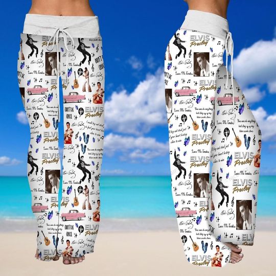 Elvis Presley Women's Leg Trousers, Rock And Roll Pajamas Pants, King Of Music Sleepwear, High Waisted Pants