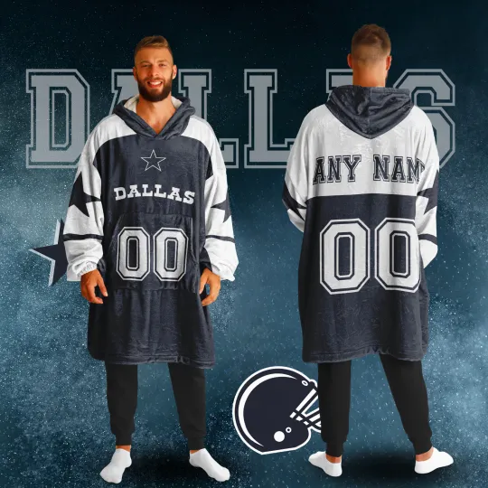 Discover Personalized Dallas Unisex Adult Hoodie Blanket | Football Wearable Blanket
