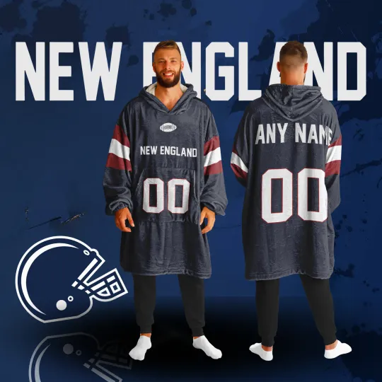 Discover Personalized New England Unisex Adult Hoodie Blanket | Football Wearable Blanket