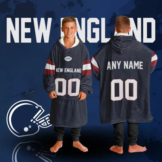 Discover Personalized New England Unisex Kids Hoodie Blanket | Football Wearable Blanket