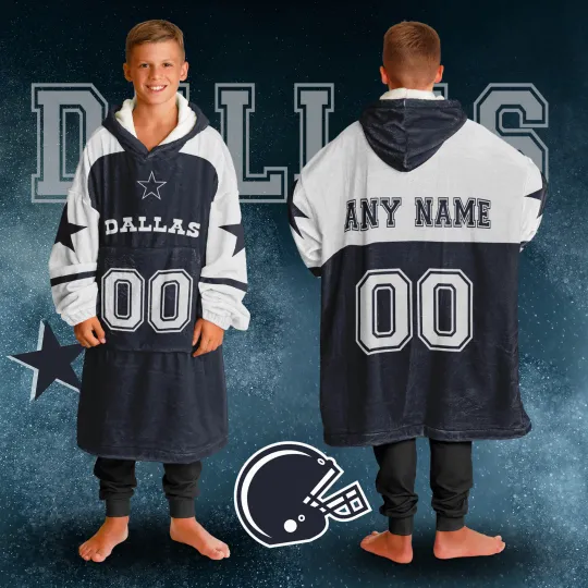 Discover Personalized Dallas Unisex Kids Hoodie Blanket | Football Wearable Blanket
