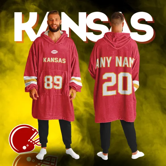 Discover Personalized Kansas City Unisex Adult Hoodie Blanket | Football Wearable Blanket