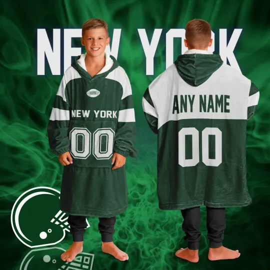 Discover Personalized New York Unisex Kids Hoodie Blanket | Football Wearable Blanket