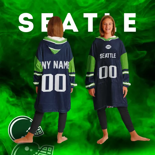 Discover Personalized Seattle Unisex Kids Hoodie Blanket | Football Wearable Blanket