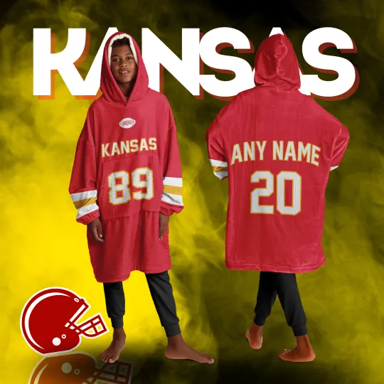 Discover Personalized Kansas City Unisex Kids Hoodie Blanket | Football Wearable Blanket