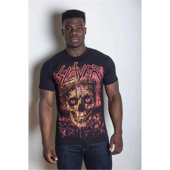 Discover Slayer Men's Crowned Skull Short Sleeve T-Shirt, Black, Large