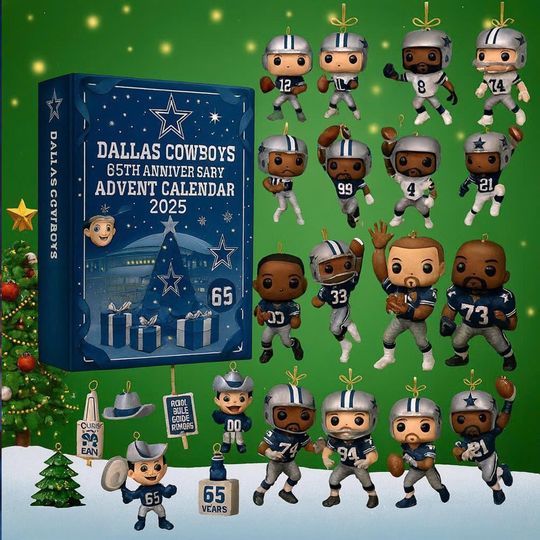 Discover Dallas Cowboys Advent Calendar 2025, 65th Anniversary Countdown Box, football Football Collectible Gift for Fans